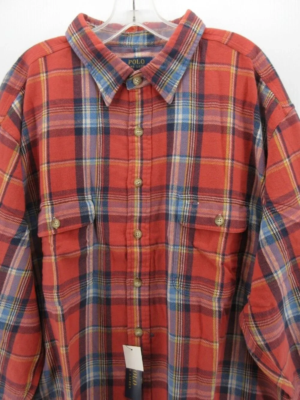 Polo Ralph Lauren Shirt 3XB Big Flannel Plaid Elbow Patches Heavyweight